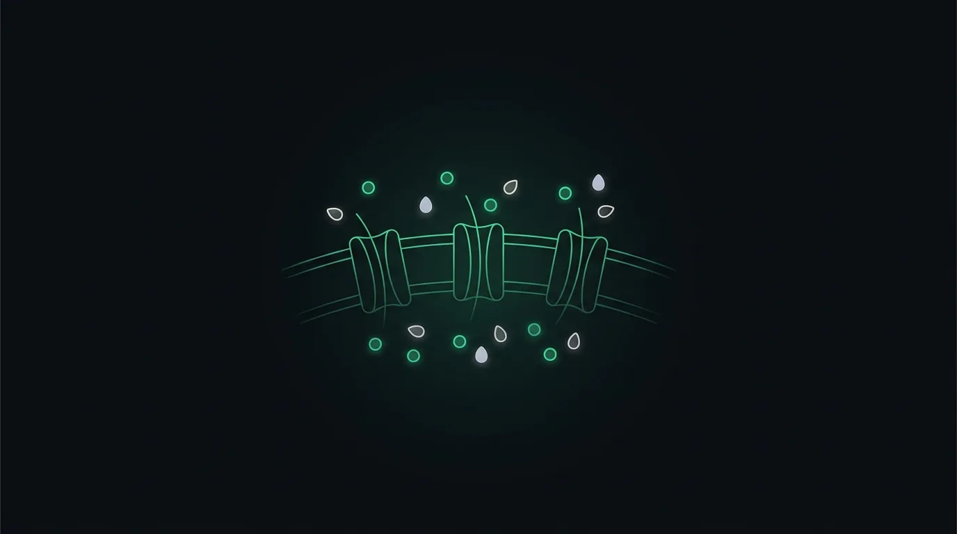 Sodium ions and water droplets moving together across a membrane, the sodium emerald.